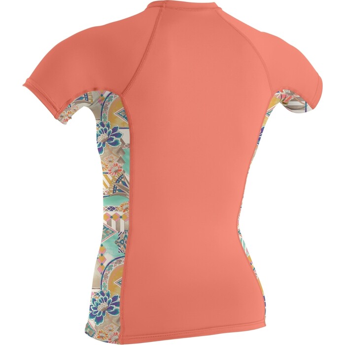 O'Neill Womens Side Print Short Sleeve Rash Guard 5405S - Nectar / Zephora